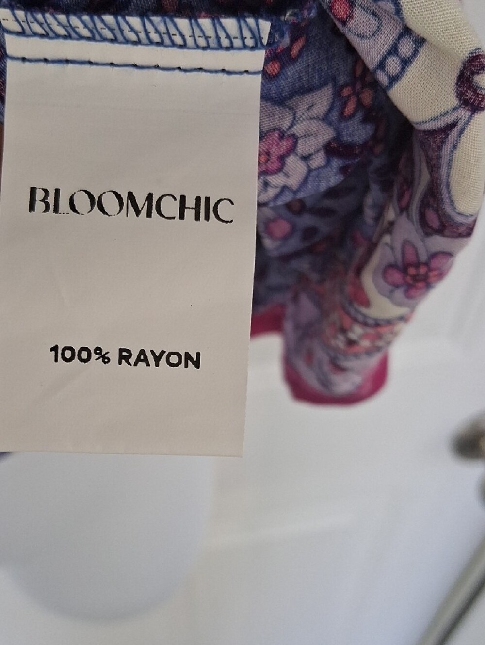 BloomChic Purple Floral Boho Tie-Neck Tunic - Picture 3 of 8